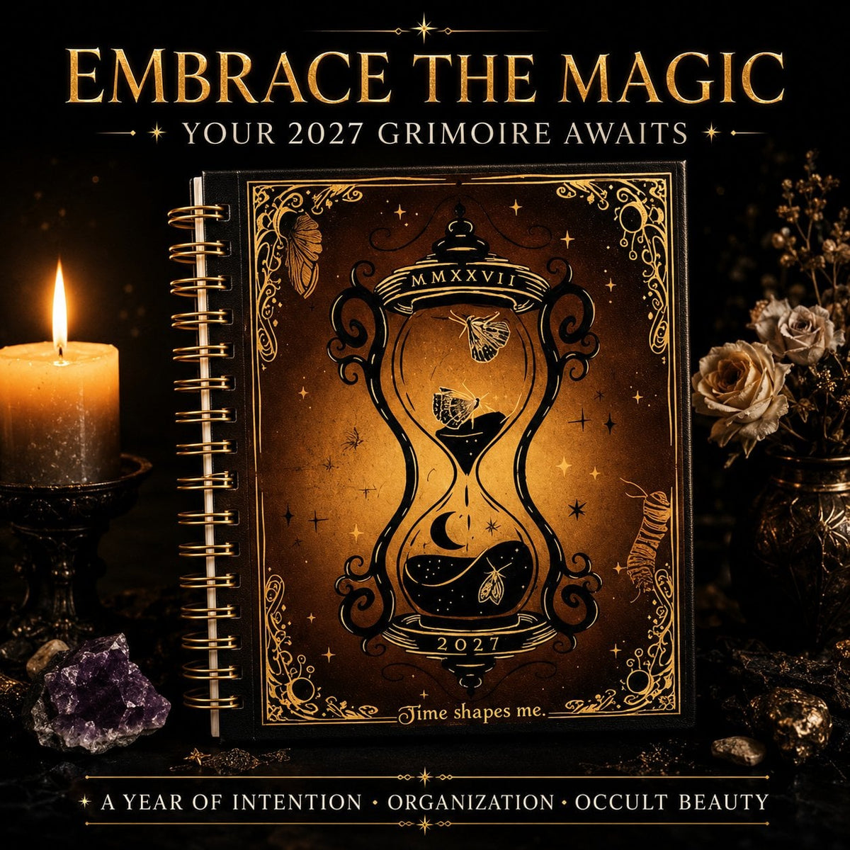 🌙2027 Gothic Weekly Planner – Waiting for the Night Moon & Witchy Organizer ✨