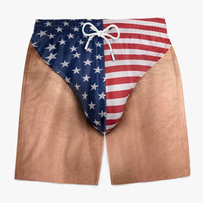 Funny Patriotic Men’s Swim Trunks – Freedom & Chill Summer Beach Shorts 🏖️