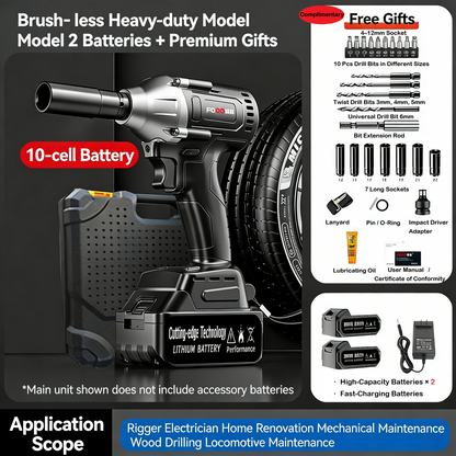 🔧50% OFF!⚡Cordless Brushless Impact Wrench 1/2 Inch, High Torque, 2x Battery Fast Charger🛠️
