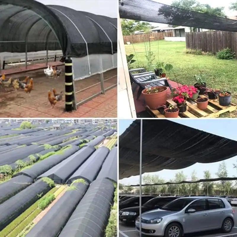 90% Blackout Cloth (Black) - 10 x 13ft UV-Resistant Shade Net with Reinforced Rivets,