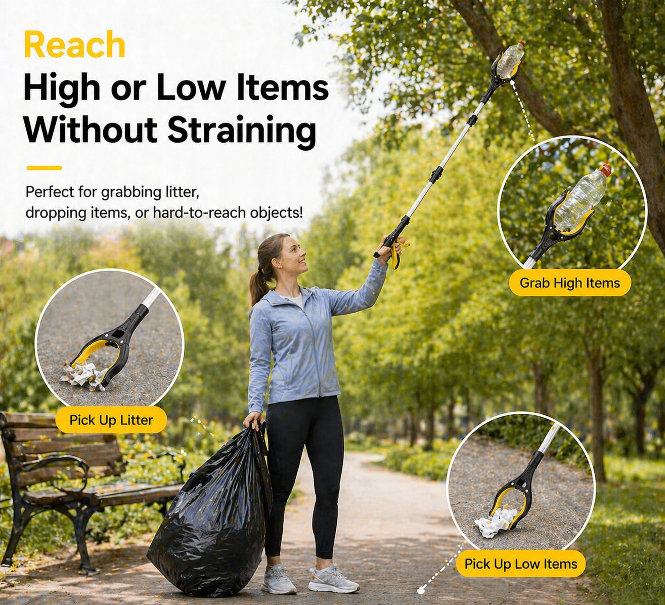 📚 Sale 49% OFF 43" Extra Long Grabber Reacher Tool – Heavy Duty with 360° Rotating Jaw & Magnets