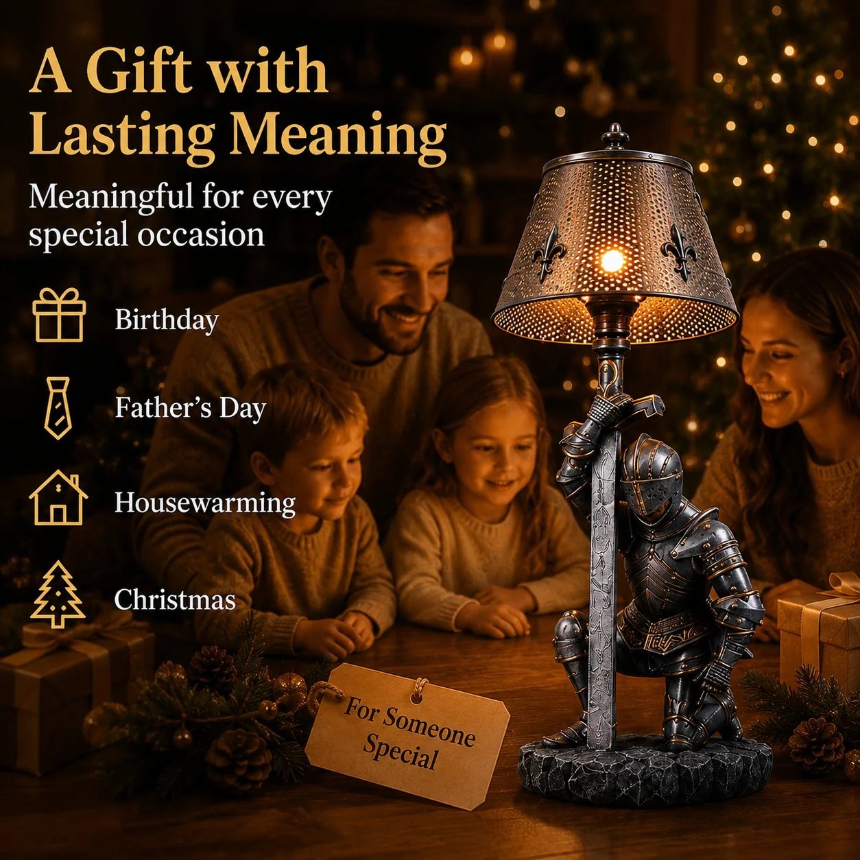 ⚔️ Honorbound Medieval Knight Lamp – Warm Chivalry Decor Light