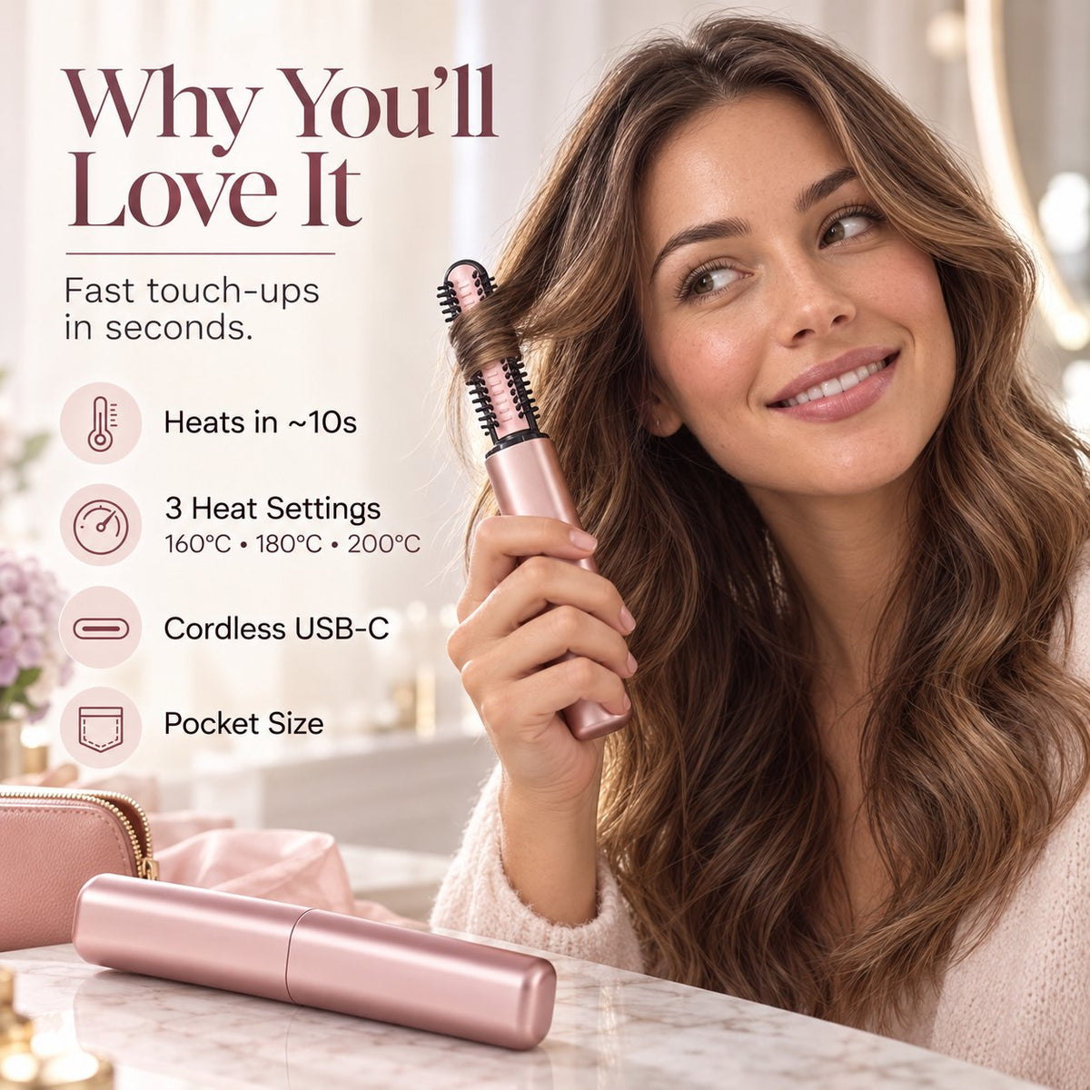 🔥Cordless Ceramic Hair Curler – Fits in Any Bag👜
