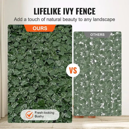 Artificial Ivy Privacy Fence Screen, Realistic Green Wall Fence with Mesh Backing & Reinforced Joints