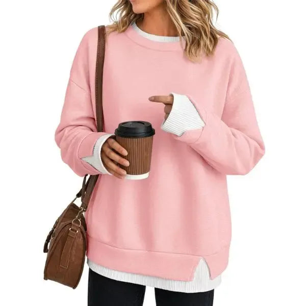 ✨ Women’s Layered-Look Striped Oversized Sweatshirt – Effortless Street Style