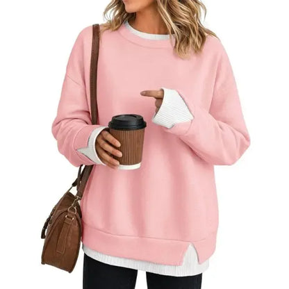 ✨ Women’s Layered-Look Striped Oversized Sweatshirt – Effortless Street Style