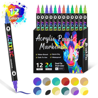 🔥Promotion-49%OFF - Dual Tip Acrylic Paint Pen Marker - 24/48/72 Colours