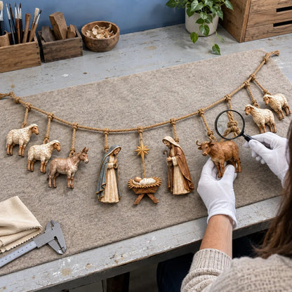 🎄 Handcrafted Wooden Nativity Garland – A Timeless Touch of Christmas Charm ✨