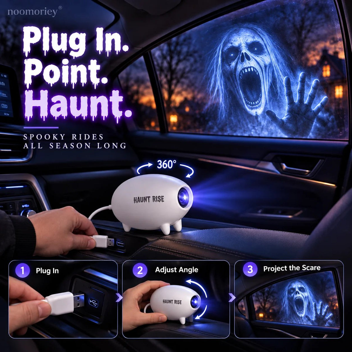 🎃 👻 Haunt Rise Halloween Window Projector-360° Adjustable Stand for Home Decor 🎃
