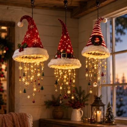 🔥Today 49% OFF🎅 Lighted Santa Hat Hanging Chandelier 🎄