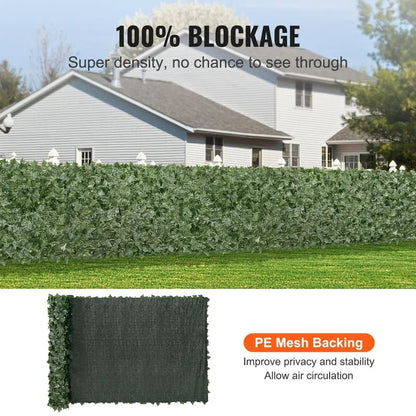 Artificial Ivy Privacy Fence Screen, Realistic Green Wall Fence with Mesh Backing & Reinforced Joints