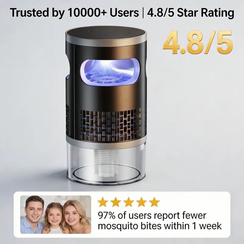 Indoor Insect Trap with Light and Suction Non Zapper Flying Bug Catcher for Mosquitoes Fruit Flies Gnats and Moths