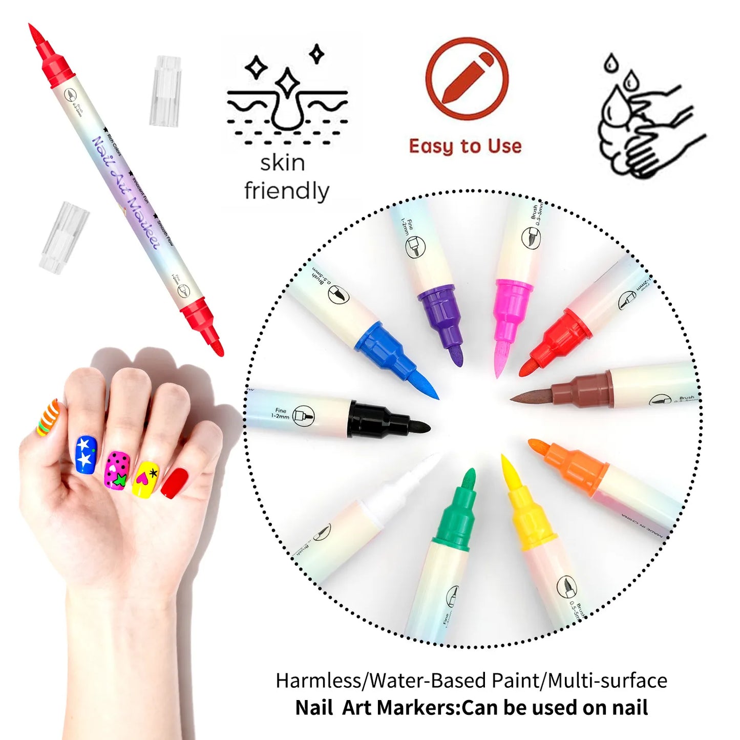 12/24 Colors Nail Art Marker – DIY 3D Markers for Drawing, Dotting & Manicure