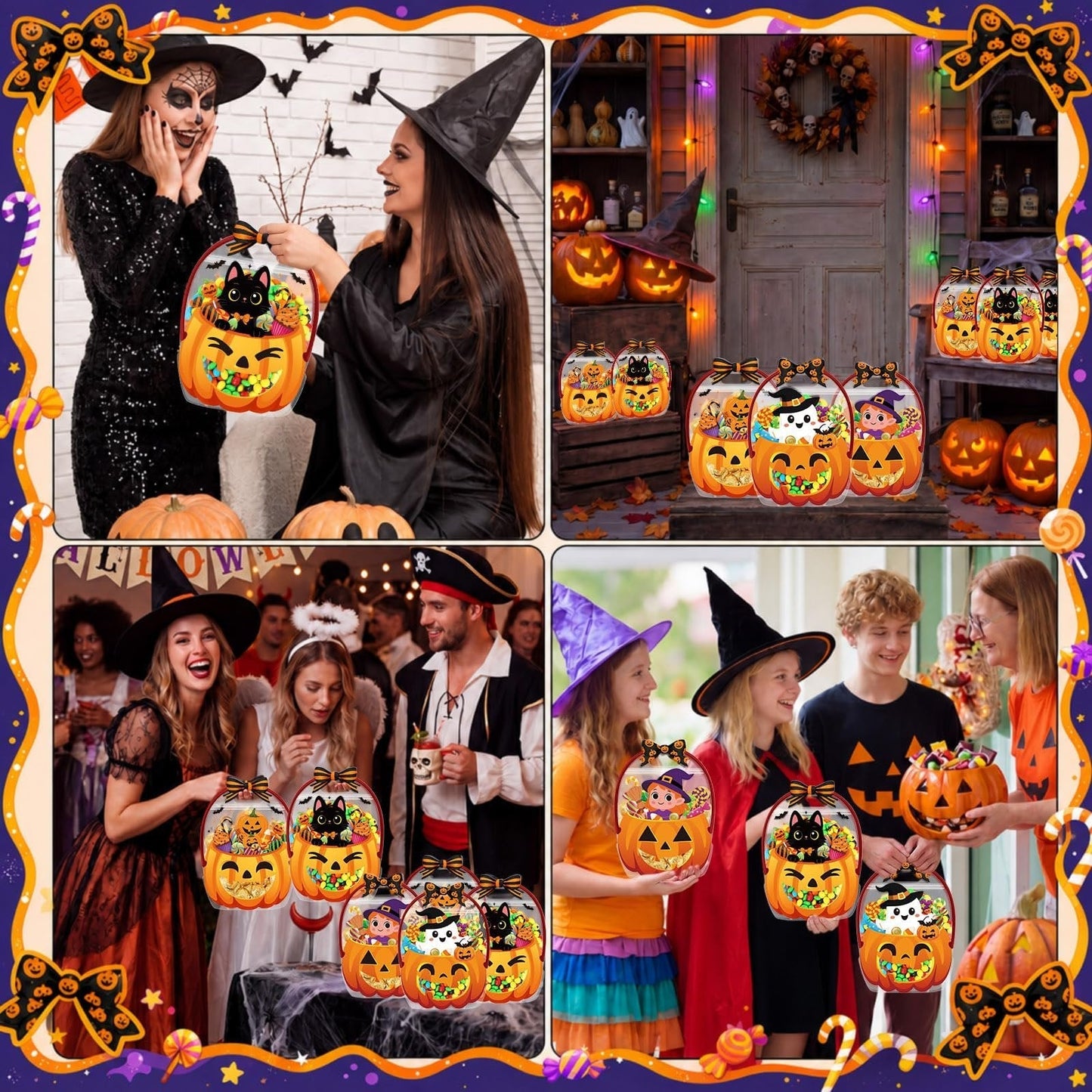 🔥Last Day 49% OFF - 50 Pcs Halloween Favor Bags Transparent Pumpkin Sealed Pouches🍬