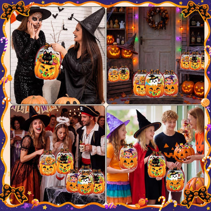 🔥Last Day 49% OFF - 50 Pcs Halloween Favor Bags Transparent Pumpkin Sealed Pouches🍬