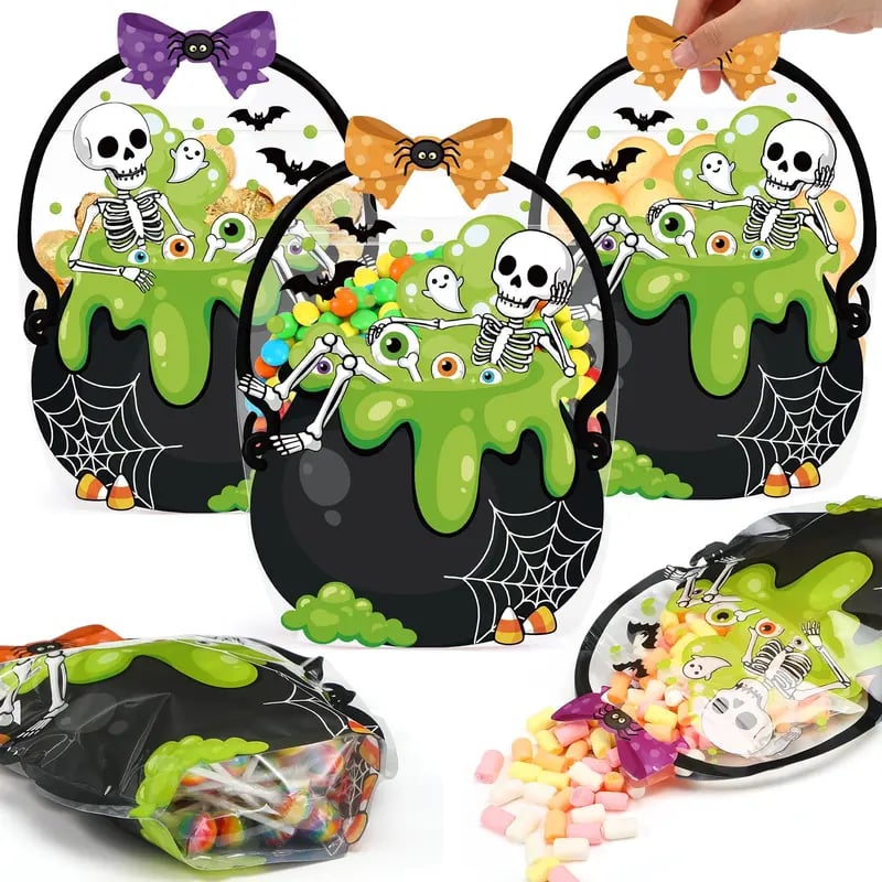 🔥Last Day 49% OFF - 50 Pcs Halloween Favor Bags Transparent Pumpkin Sealed Pouches🍬