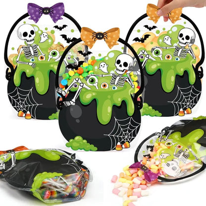 🔥Last Day 49% OFF - 50 Pcs Halloween Favor Bags Transparent Pumpkin Sealed Pouches🍬