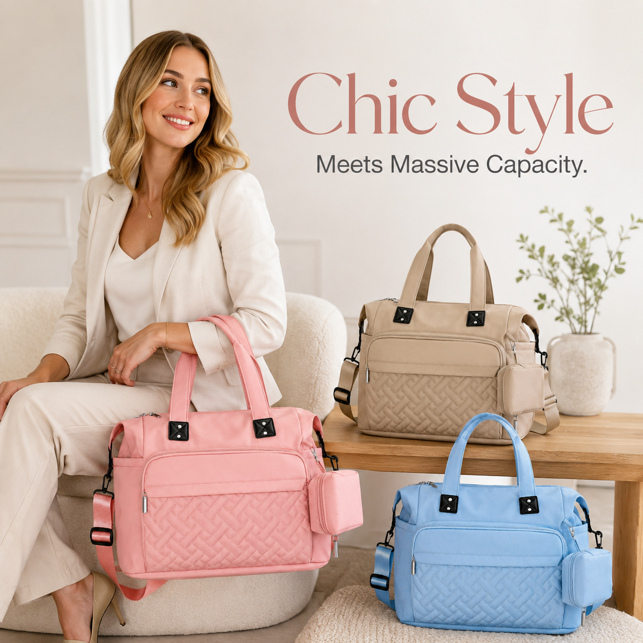 ✨ Chic Quilted Waterproof Large Capacity Travel & Lunch Tote Bag