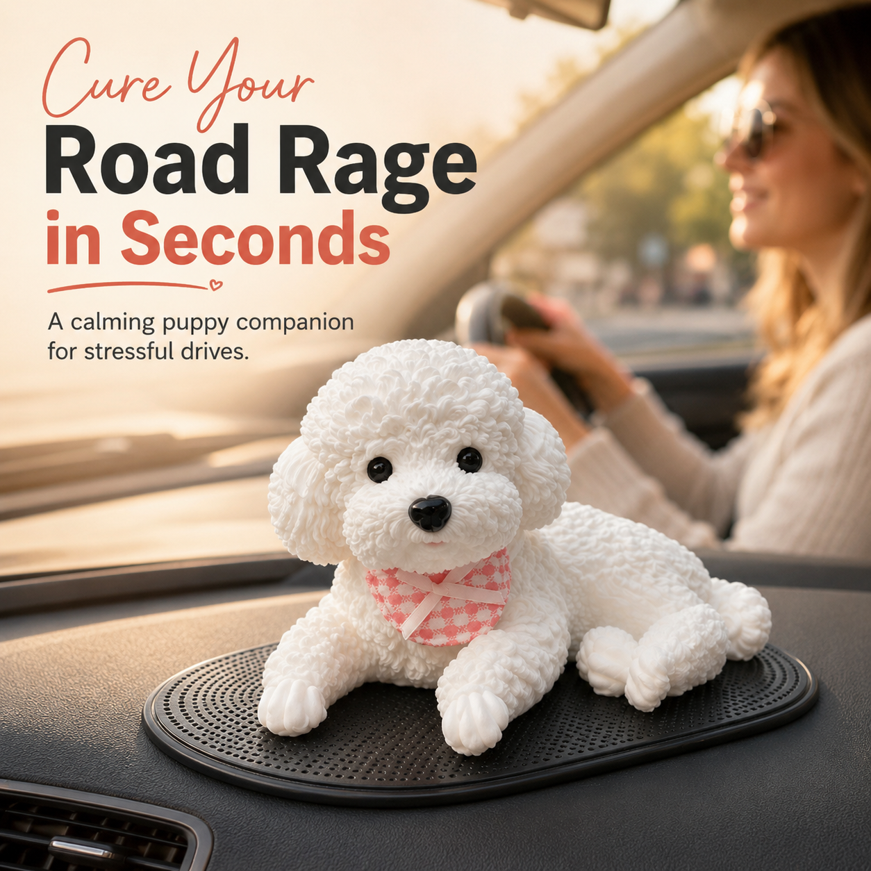 ✨ Squishy Poodle Car Dashboard Ornament | Cute Stress
