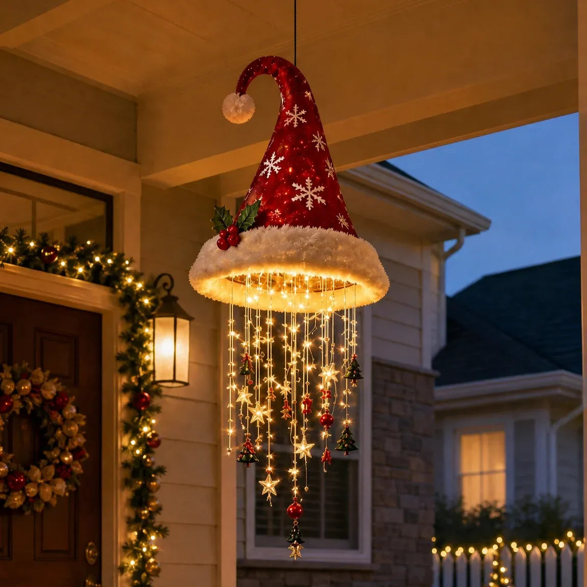🔥Today 49% OFF🎅 Lighted Santa Hat Hanging Chandelier 🎄