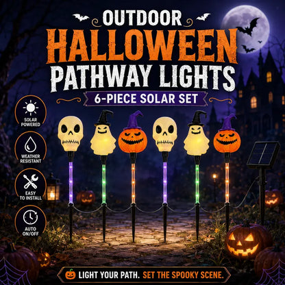 💀 Solar Halloween Stake Lights – Pumpkin Ghost Skull 6PCS & Retro Skull 5PCS