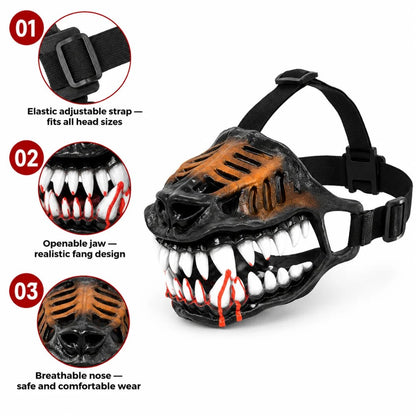 🐺🧛Scary Fang Dog Muzzle – Soft Latex Halloween Pet Accessory