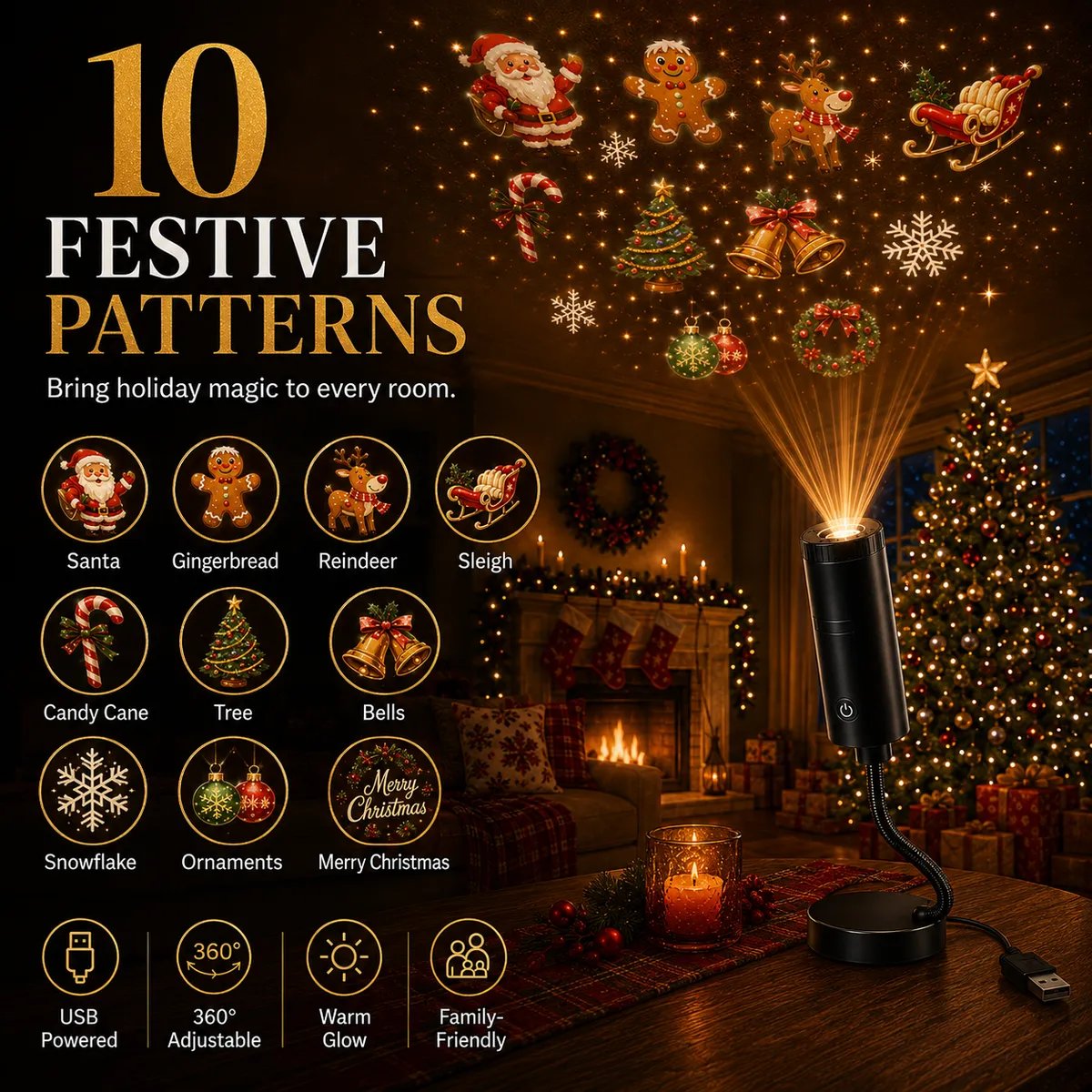 🎄👻 ✨Plug & Play HD Holiday Projector for Christmas & Halloween Decor