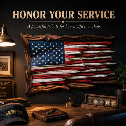"The Battle Worn" Flag,3D Iron Patriotic Tattered Great of Honor Office Wall Art Decoration, Indoor Outdoor Yard Farmhouse Patio for Patriots Family Friends Soldiers.