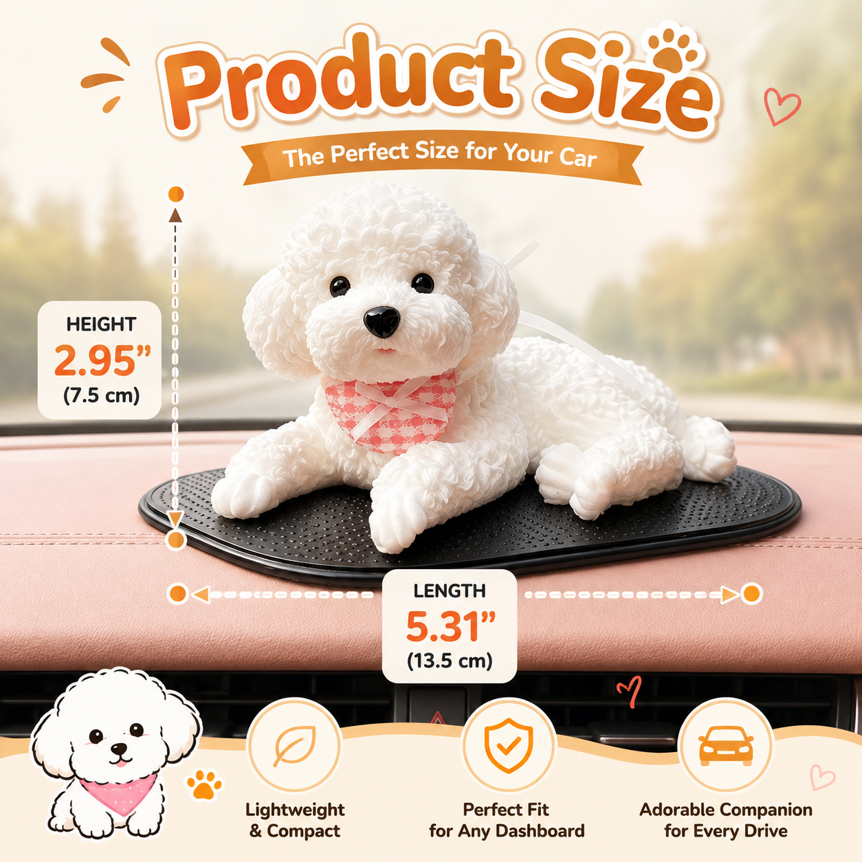 ✨ Squishy Poodle Car Dashboard Ornament | Cute Stress