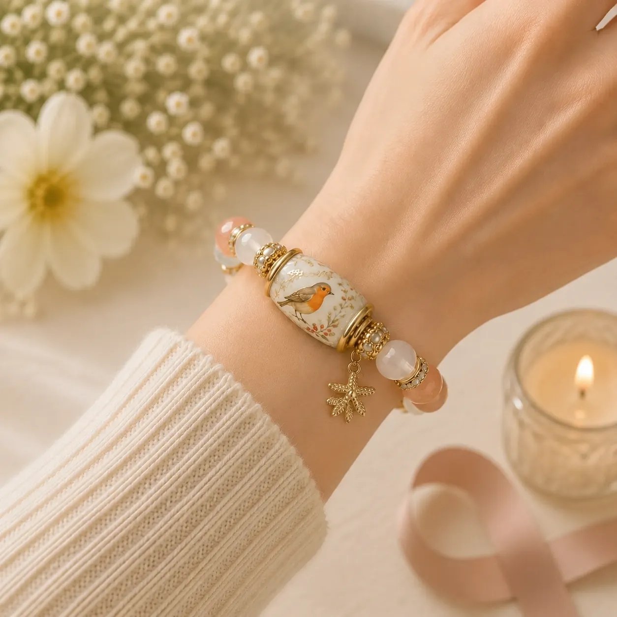 ❤ Cardinal Remembrance Bracelet – Meaningful Red Bead Keepsake Gift
