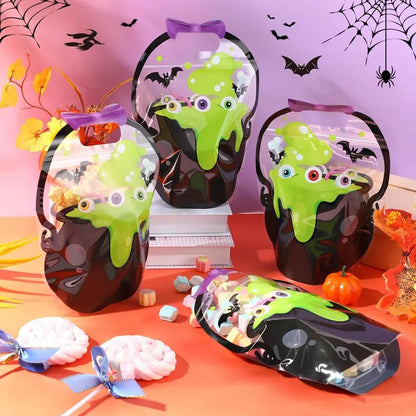 🔥Last Day 49% OFF - 50 Pcs Halloween Favor Bags Transparent Pumpkin Sealed Pouches🍬