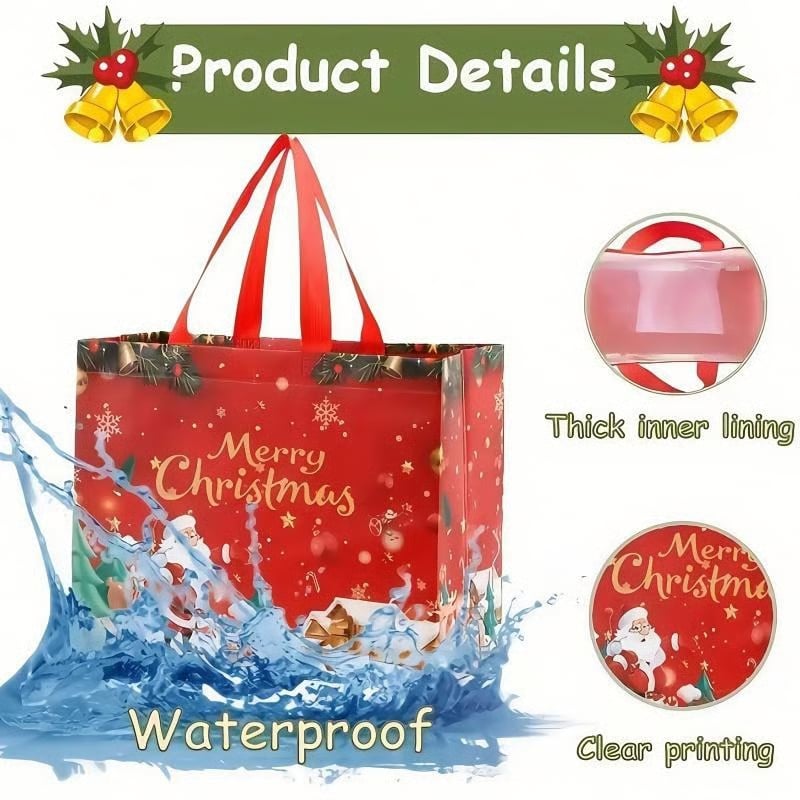 ??Christmas Early Discount 49% Off? Christmas Gift Bags Large Reusable Tote Bags