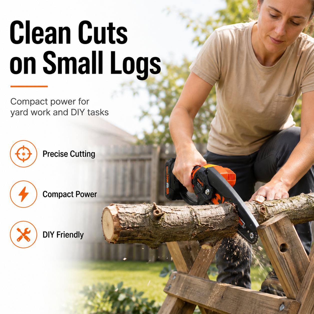 🌿 Cordless Mini Chainsaw – One-Hand Electric Pruning Saw for Branches & Yard Work