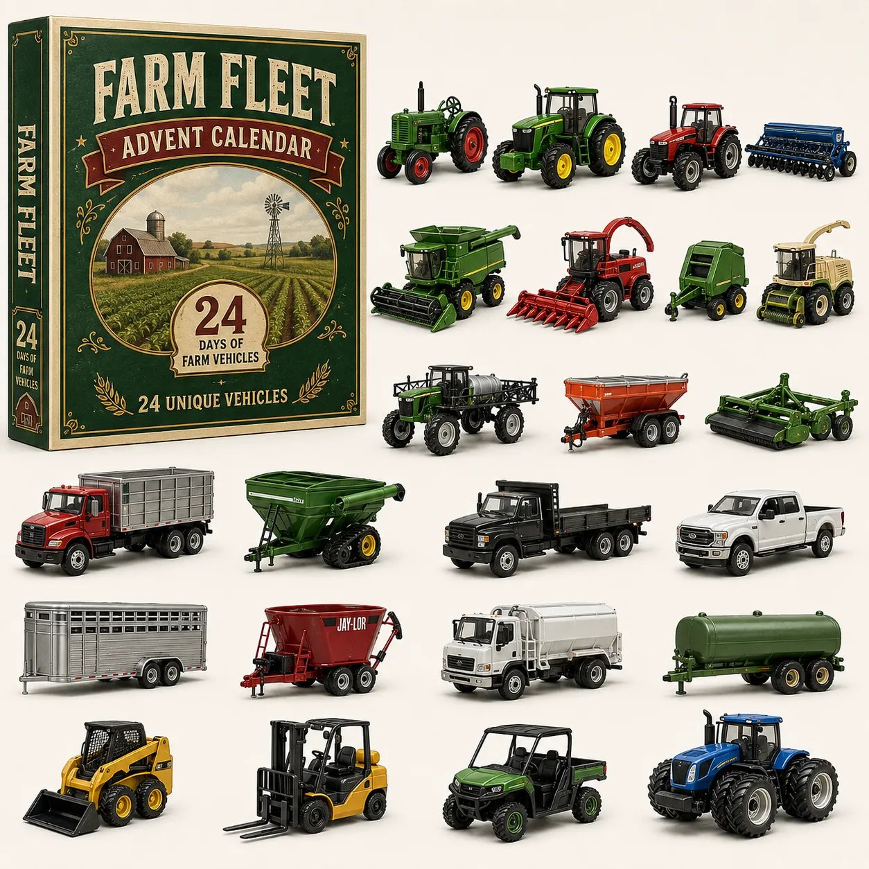 🎄 Vehicle Advent Calendar – 24 Construction & Farm Vehicles