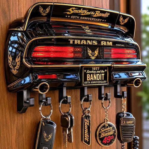🏎️ 1977 Bandit Trans Am Rear Car Wall Mount Key Holder | 49th Classic Movie Themed Key Rack Decor