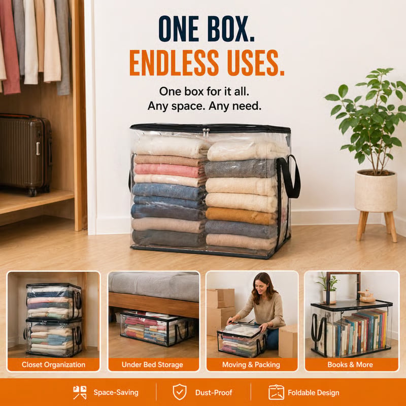 🎁 Mother's Day Sale 55% OFF 🎁 Heavy-Duty Clear Storage Bag for Clothes & Moving