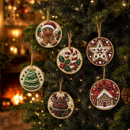 🎄 12-Piece Christmas Diamond Painting Ornament Kit – DIY Tree Hanging Decor