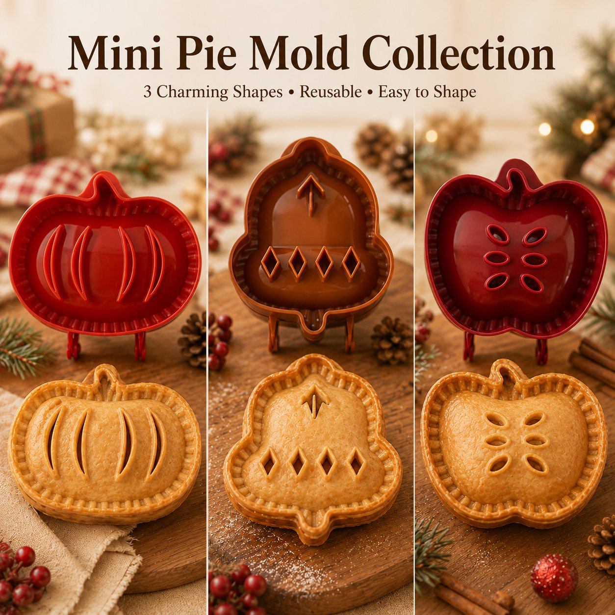 🥧 Beginner-Friendly Mini Hand Pie Press Mold – 6 Fun Shapes for Easy Homemade Pastries 🍎