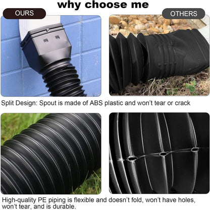 🌧️ Flexible Downspout Extension Kit – 22–63in Rainwater Drainage Pipe