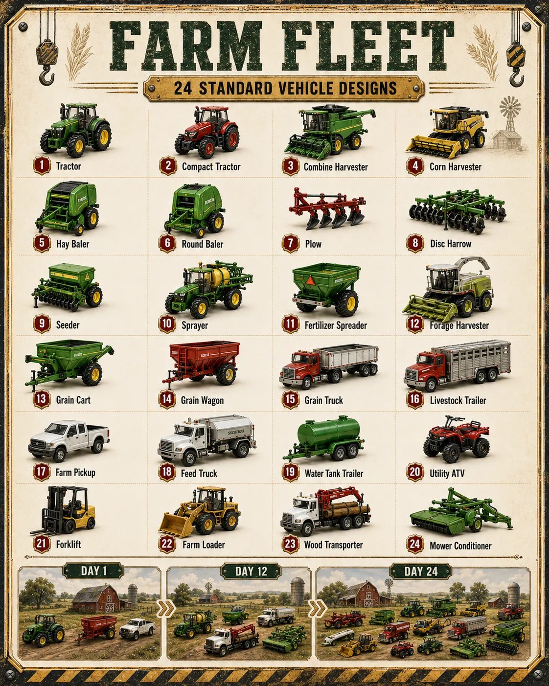 🎄 Vehicle Advent Calendar – 24 Construction & Farm Vehicles