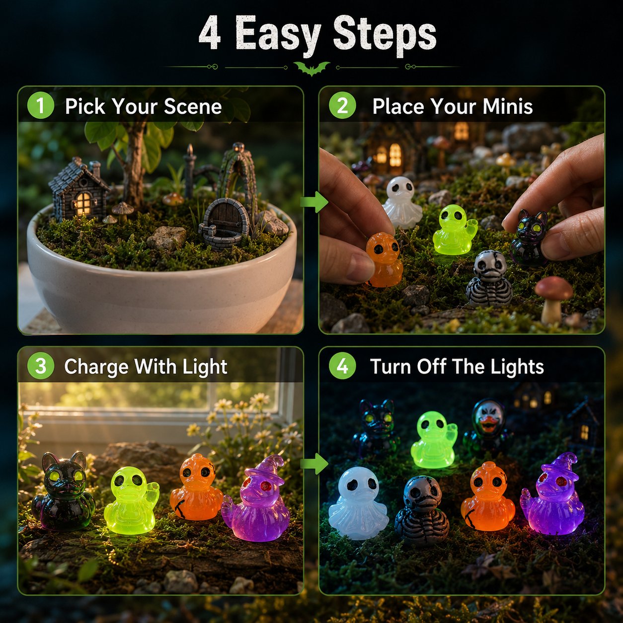 🔥Last Day 50% OFF - 🎃 20PCS Glow-In-Dark Tiny Spooky Resin Decorations