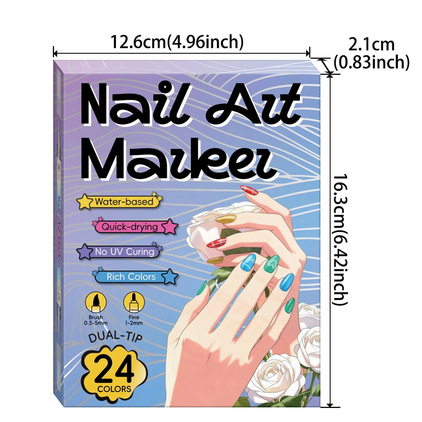 12/24 Colors Nail Art Marker – DIY 3D Markers for Drawing, Dotting & Manicure