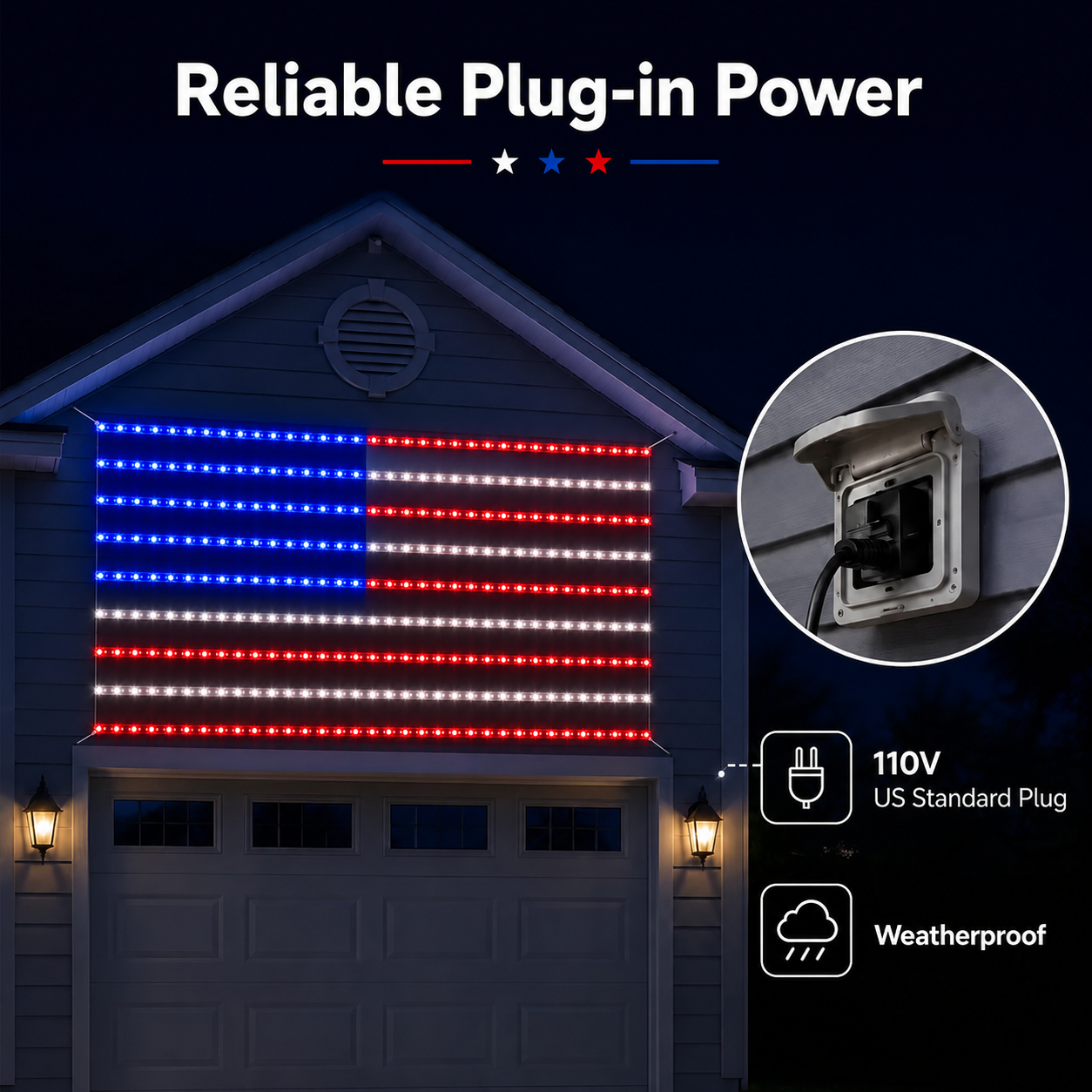Outdoor solar American flag light, 6.5 ft x 3.28 ft, ultra-bright; suitable for Independence Day, National Day, and Memorial Day decorations; waterproof solar outdoor light.