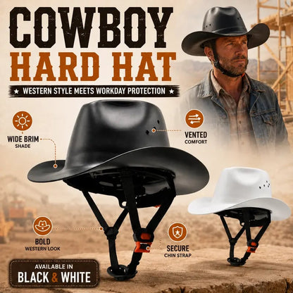 💯 Western Cowboy Hard Hat, Vented Wide Brim Safety Helmet for Construction & Ranch Workers