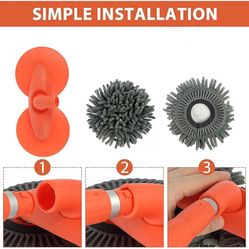 🚗43'' Long Handle Car Wash Mop, 3X Fast Clean, Retractable Aluminum Alloy Pole