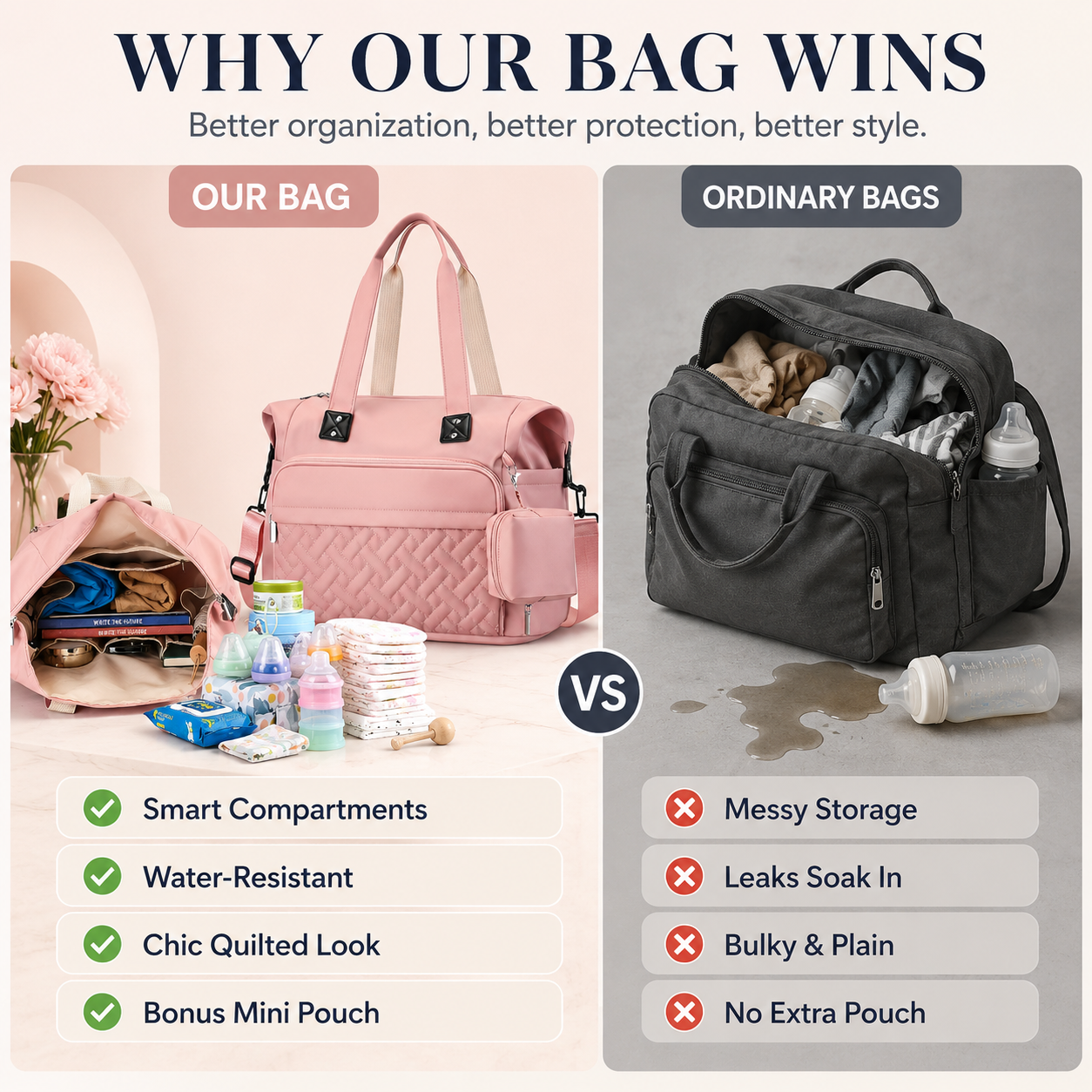 ✨ Chic Quilted Waterproof Large Capacity Travel & Lunch Tote Bag
