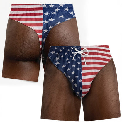Funny Patriotic Men’s Swim Trunks – Freedom & Chill Summer Beach Shorts 🏖️