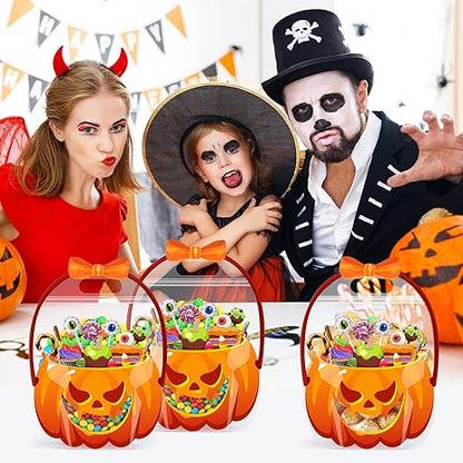 🔥Last Day 49% OFF - 50 Pcs Halloween Favor Bags Transparent Pumpkin Sealed Pouches🍬