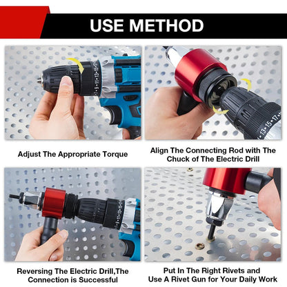 Cordless Electric Rivet Gun Adapter Kit for Power Drill | Fits M3–M8 Rivets