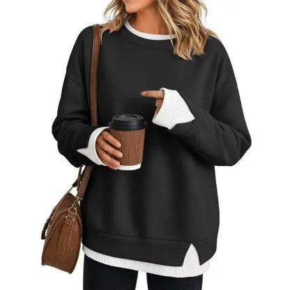 ✨ Women’s Layered-Look Striped Oversized Sweatshirt – Effortless Street Style